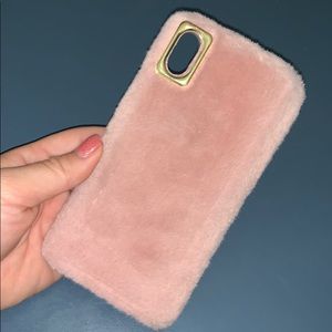 Pink fur iPhone XS Max case